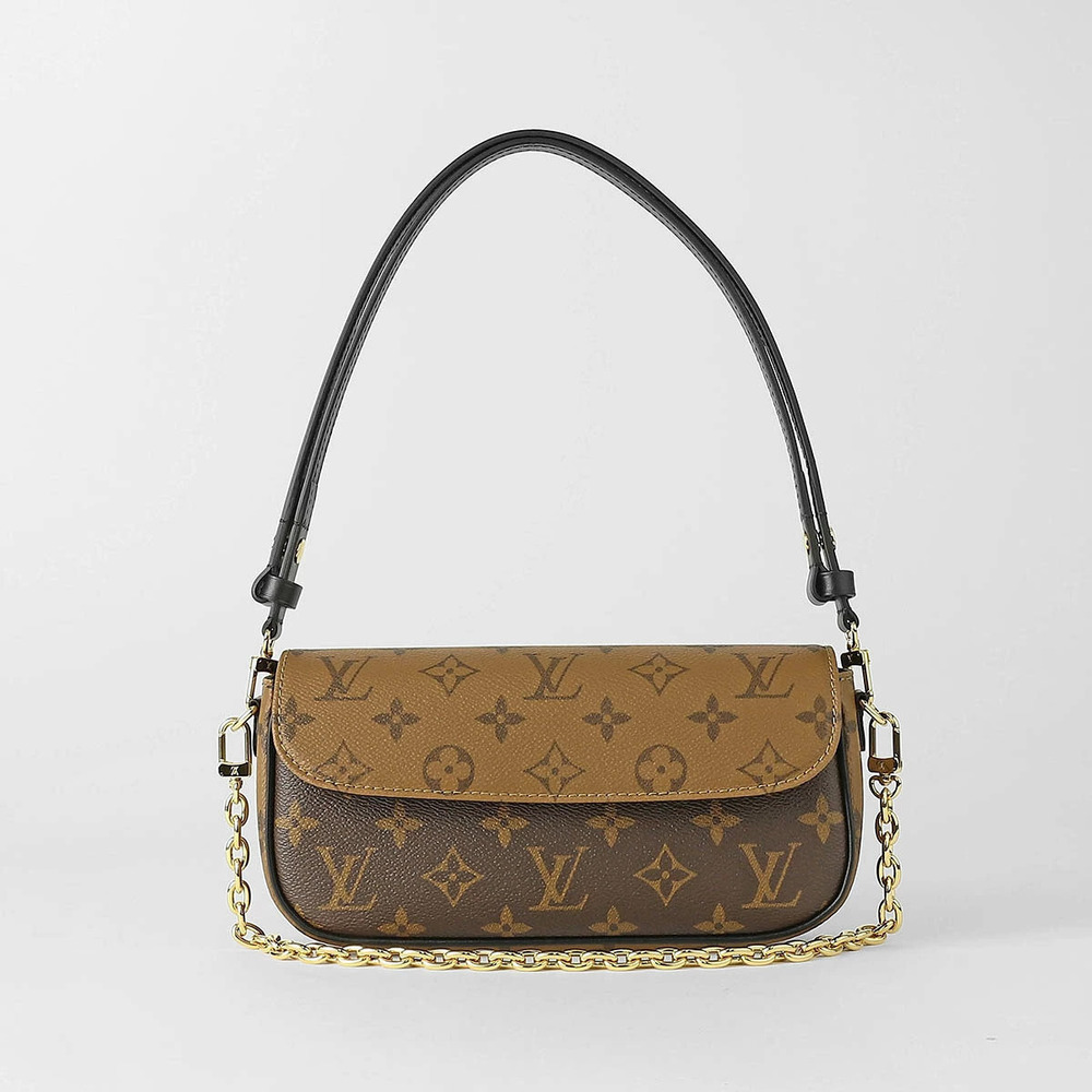Louis Vuitton Monogram Reverse Wallet On Chain Shoulder Bag Canvas Leather Brown